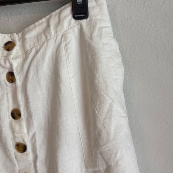 Universal Thread Button Front Skirt Womens Medium White Linen Midi - Picture 6 of 10
